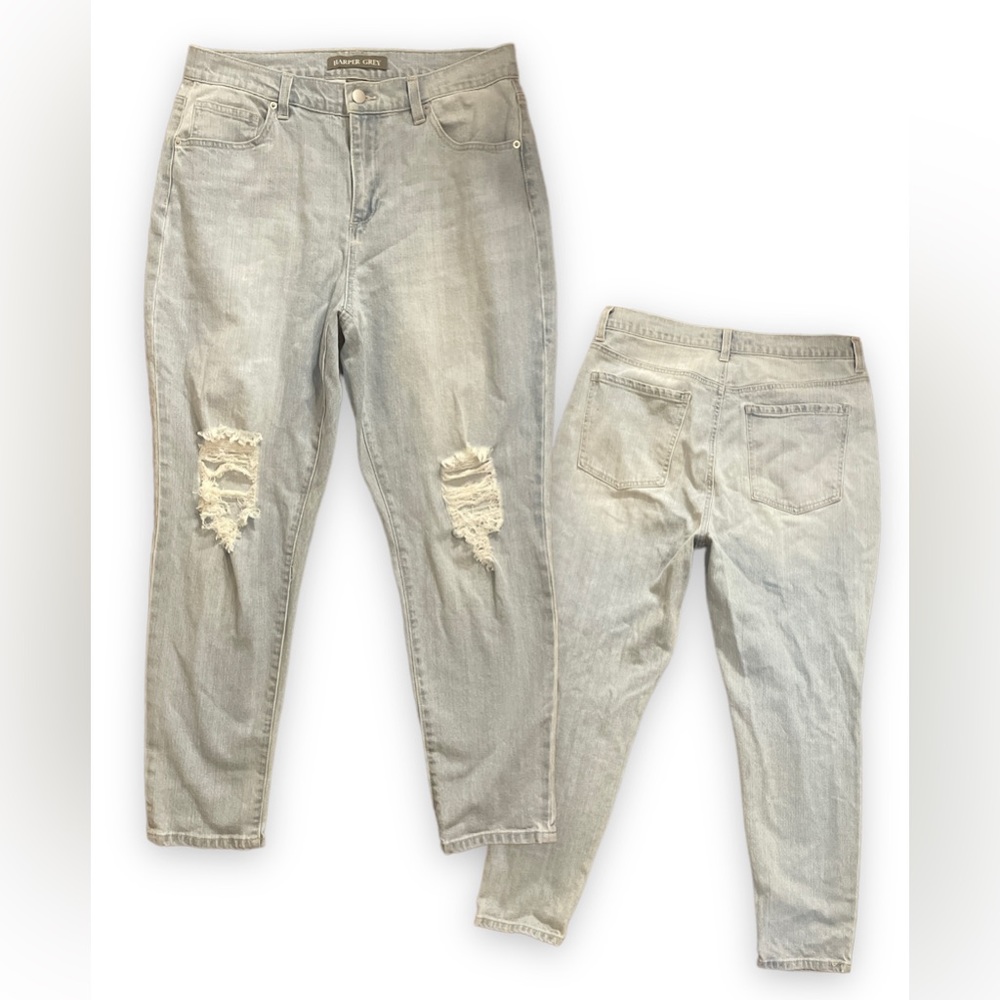 Light Blue Wash High Waisted Ripped Jeans Size:12